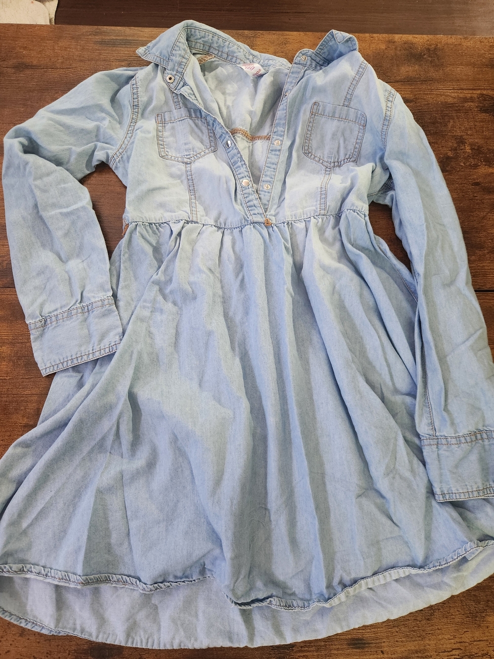 Justice Light Blue Denim-Look Long Sleeve Dress